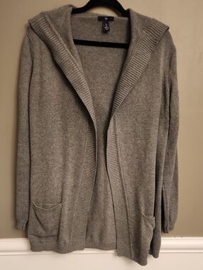 Gap Gray Open Front Hooded Cardigan